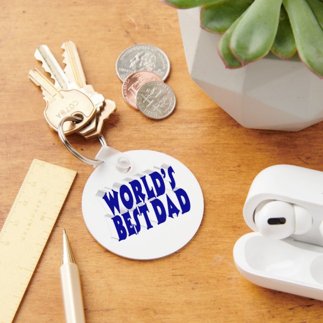 Best Dad blue 3d text  Key Ring (Desk)
