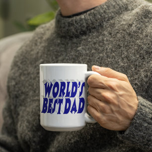 Best Dad blue 3d text Large Coffee Mug