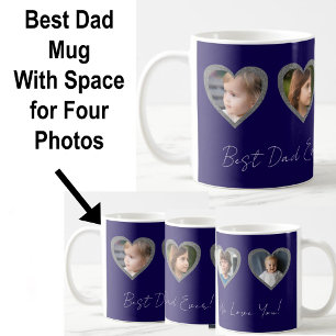 Best Dad Blue Hearts Four Kids Photo Collage  Coffee Mug