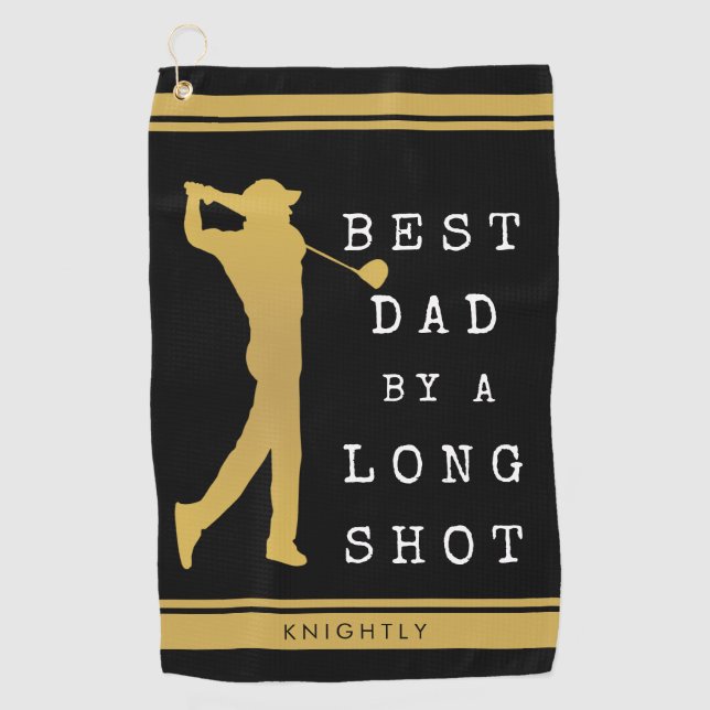 BEST DAD BY A LONG SHOT Personalised Golf Towel (Front)