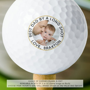 BEST DAD BY A LONG SHOT Photo Personalised Golf Balls