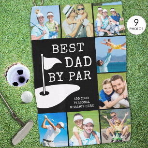 BEST DAD BY PAR 12 Photo Collage Personalised Golf Towel