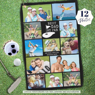 BEST DAD BY PAR 12 Photo Collage Personalised Golf Towel