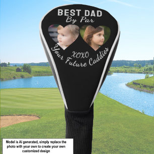 Best Dad By Par 2 Kids Photo Collage Golfer Gift Golf Head Cover