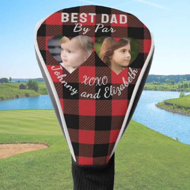 Best Dad By Par 2 Kids Photo Collage Golfer Gift  Golf Head Cover (Creator Uploaded)