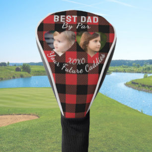 Best Dad By Par 2 Kids Photo Collage Golfer Gift Golf Head Cover