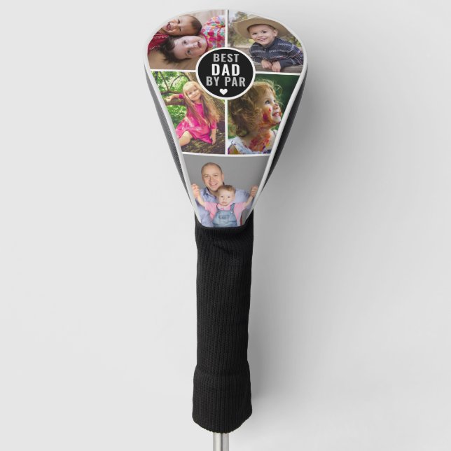Best Dad By Par 5 Family Photo Collage  Golf Head Cover (Front)