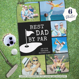 BEST DAD BY PAR 6 Photo Collage Personalised Golf Towel
