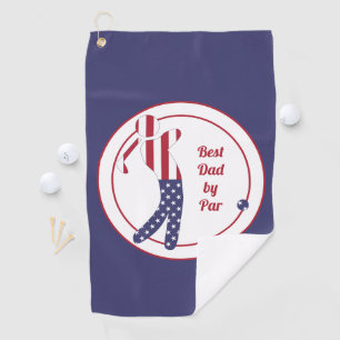 Best Dad by Par   American Flag Golf Player Golf Towel