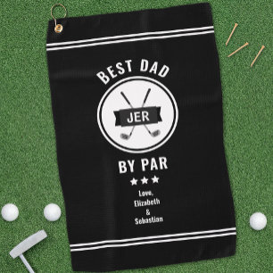 Best Dad By Par Black and White Monogram  Golf Towel