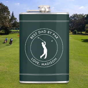Best Dad By Par Custom Golfer Name Personalised Hip Flask
