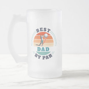 Best Dad By Par Custom Keepsake Frosted Glass Beer Mug