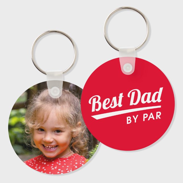 Best Dad By Par Custom Kid's Photo Golf Red Key Ring (Creator Uploaded)