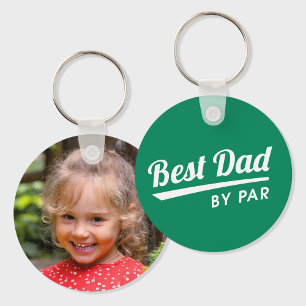 Best Dad By Par Custom Kid's Photo Green Golf Key Ring