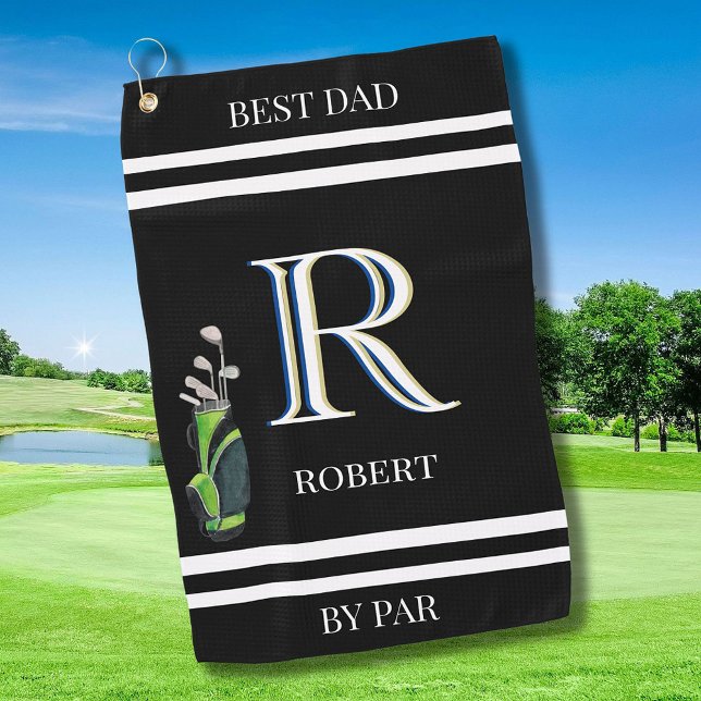 Best Dad by Par Custom Monogram Name Clubs Golf Golf Towel (Creator Uploaded)