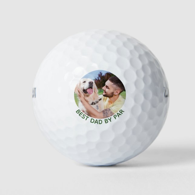 Best Dad By Par Custom Pet Photo Golf Balls (Front)
