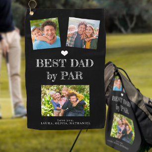Best Dad by Par custom photo collage Golf Towel