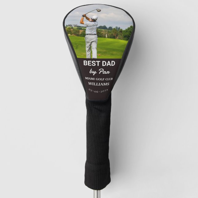 Best DAD By Par Custom Photo Father's Day Golf Hea Golf Head Cover (Front)
