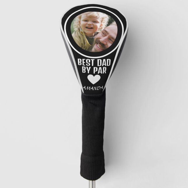 Best Dad By Par Custom Photo Father's Day Golf Head Cover (Front)