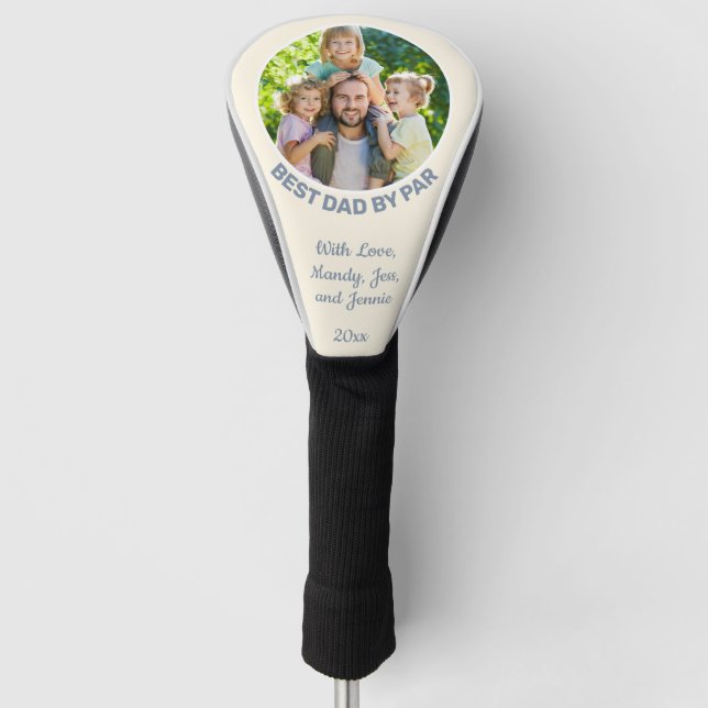 Best Dad By Par Custom Photo Golf Head Cover (Front)