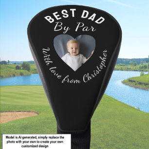 Best Dad by Par Custom Photo Green Black Golf Head Cover