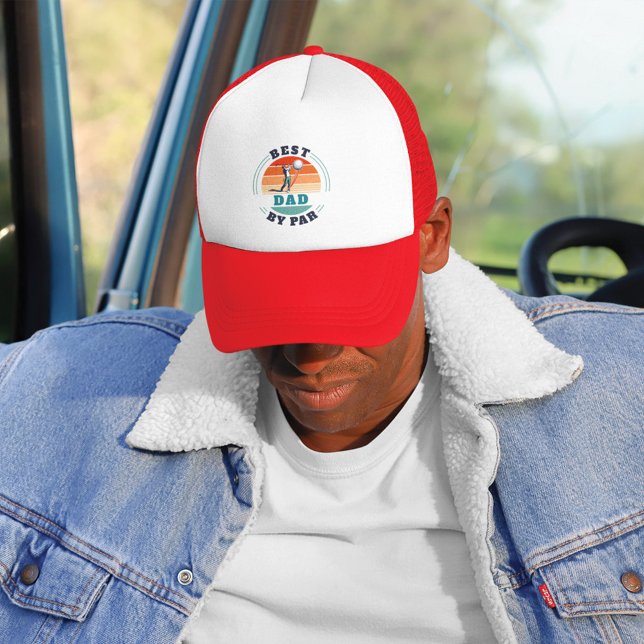 Best Dad By Par Custom Retro Fathers Day Golf Trucker Hat (Best Dad by Par Golf Lover Trucker Hat Gift)