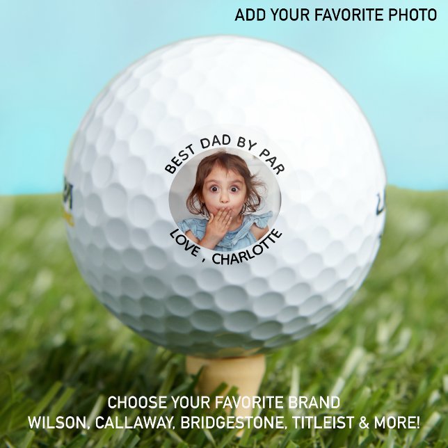 Best Dad By Par - Cute Personalised Photo Custom Golf Balls (Creator Uploaded)
