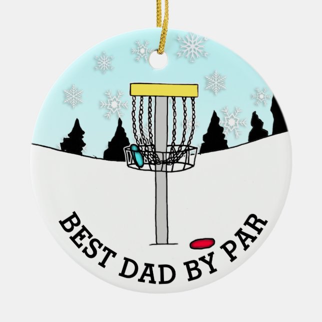 Best Dad by Par Disc Golf Christmas   Ceramic Tree Decoration (Front)