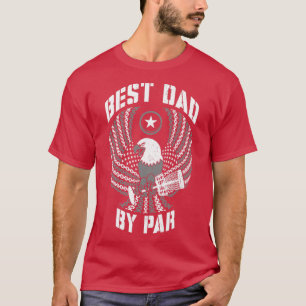 Best Dad By Par Disc Golf Fathers Day USA Flag Eag T-Shirt
