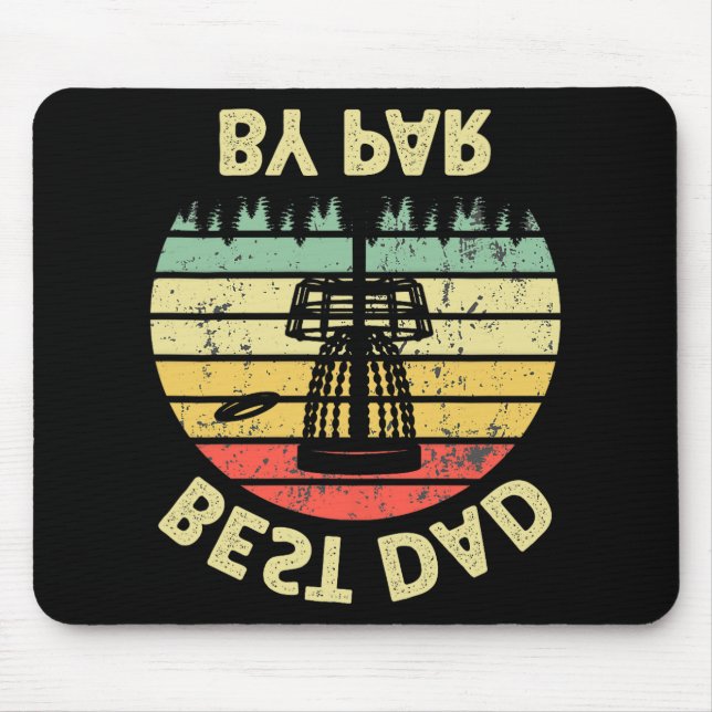 Best Dad By Par Disc Golf Golfer Player Funny Fath Mouse Mat (Front)