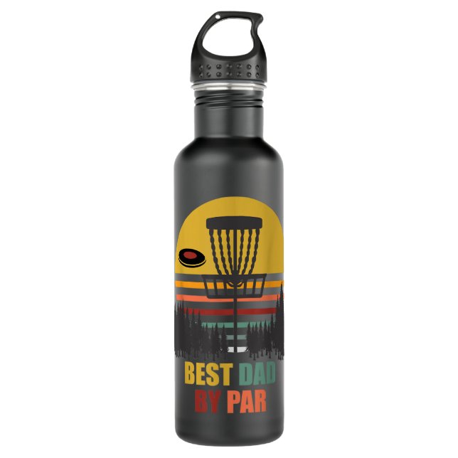 Best Dad by Par Disc Golf Retro Frisbee Golf Disc  710 Ml Water Bottle (Front)