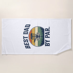 Best Dad By Par Disc Golf Vintage Sunset Design_1 Beach Towel