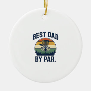 Best Dad By Par Disc Golf Vintage Sunset Design_1 Ceramic Tree Decoration