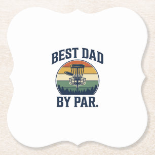 Best Dad By Par Disc Golf Vintage Sunset Design_1 Paper Coaster