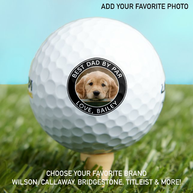 Best Dad By Par Dog Dad Personalised Photo Custom Golf Balls (Creator Uploaded)