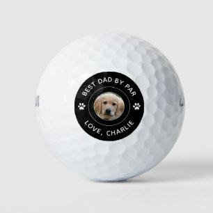 Best Dad By Par Dog Paw Print Photo Text Golf Pun Balls