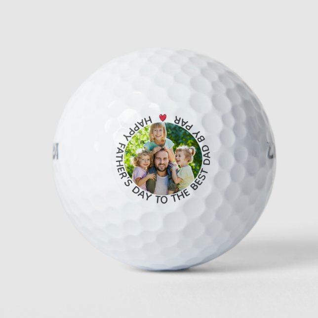 Best Dad By Par Father's Day Custom Photo Golf Balls (Front)