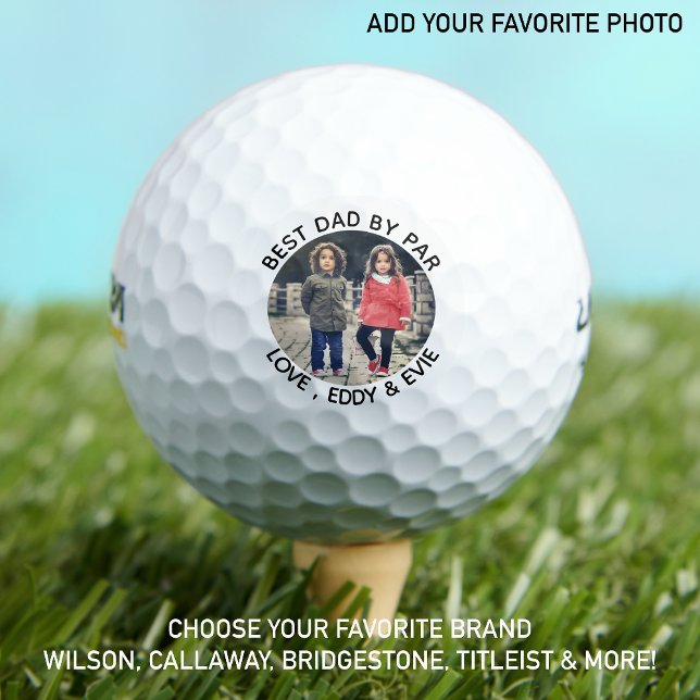 Best Dad By Par - Fathers Day Golfer Custom Photo Golf Balls (Creator Uploaded)