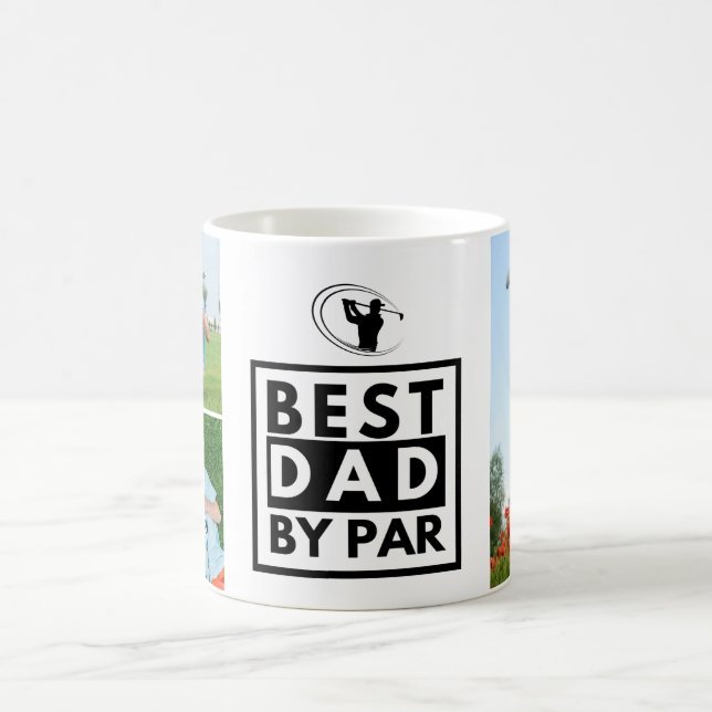 Best Dad By Par Father's Day Photo Collage Coffee Mug (Center)