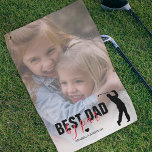 Best Dad By Par Father's Day Photo Golf Towel<br><div class="desc">Custom father's day golf towel featuring a photo of your family,  a silhouette of a pro golfer,  the funny saying "best dad by par",  a cute heart,  and the kids names.</div>