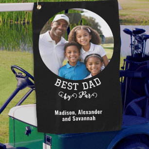Best Dad By Par Father's Day Photo Kids Names Golf Towel