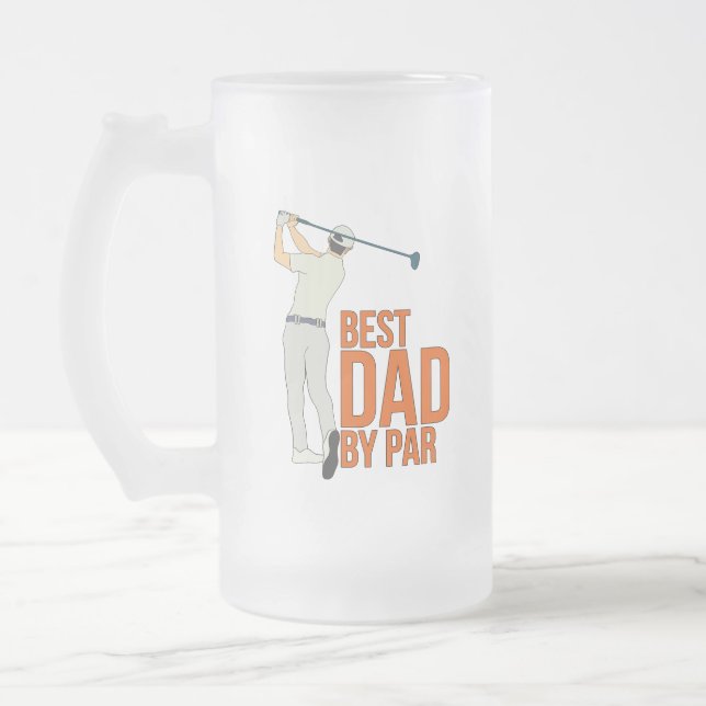 Best Dad By Par Frosted Glass Beer Mug (Left)