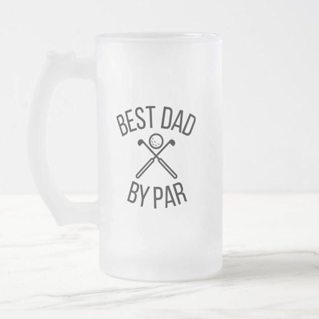 Best dad by par frosted glass beer mug (Left)
