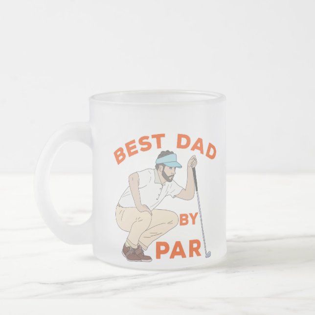 Best Dad By Par Frosted Glass Coffee Mug (Left)