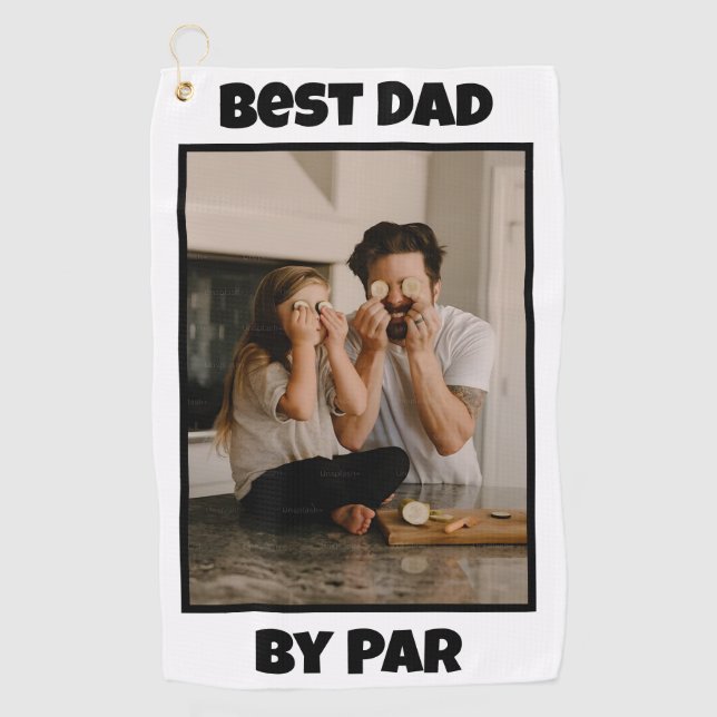 Best Dad By Par Fun Picture Golf Towel (Front)