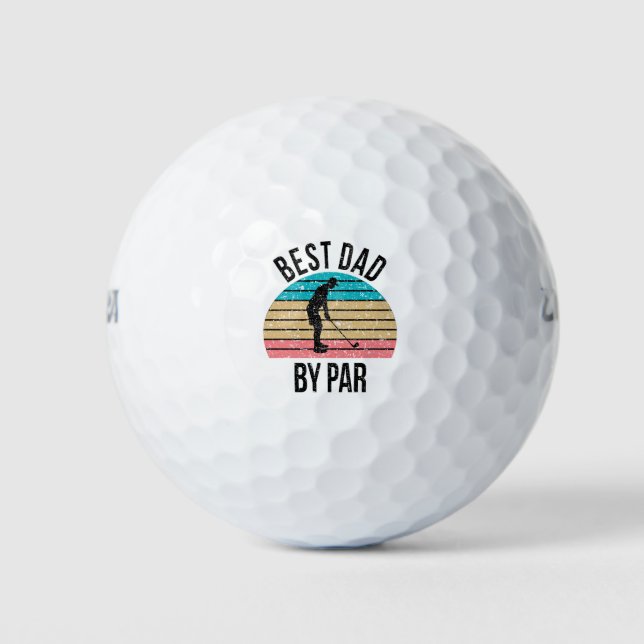 Best Dad By Par Funny Golf Pun Gift For Dad Golf Balls (Front)