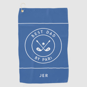 Best Dad By Par   Funny Golfer Humor Royal Blue Golf Towel