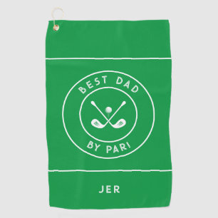 Best Dad By Par   Funny Golfer Humour Kelly Green  Golf Towel