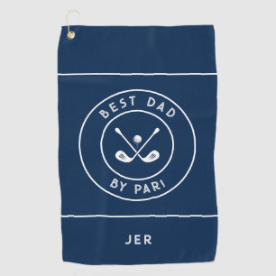 Best Dad By Par   Funny Golfer Humour Navy Blue Golf Towel