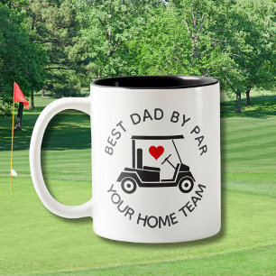 BEST DAD BY PAR GOLF CART HEART Two-Tone COFFEE MUG